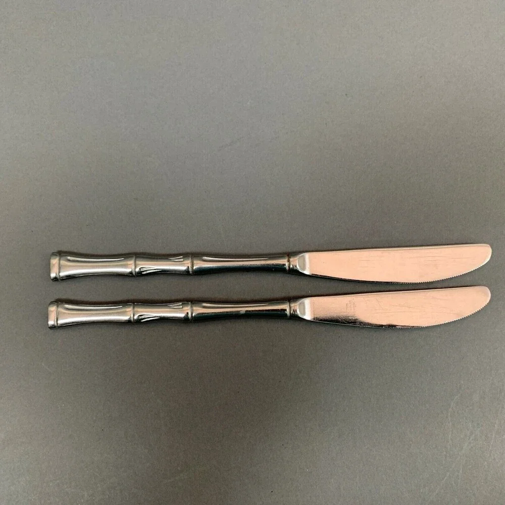 Imperial‎ Bamboo Pattern Stainless Steel Knives Korea Flatware 8 5/8 Lot of 2